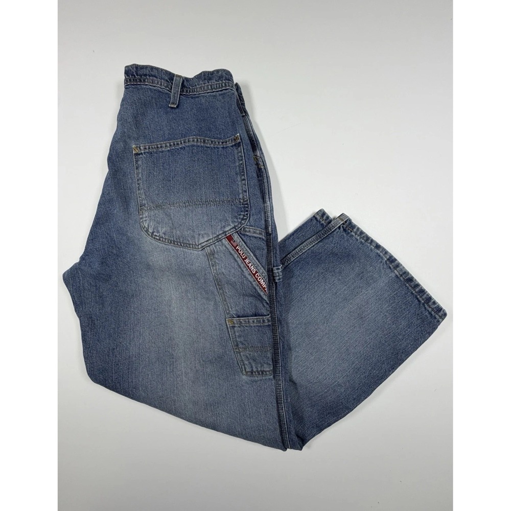 Vintage Ralph Lauren Polo Jeans Co Mens 34x30 Blue Denim Carpenter Y2K Baggy